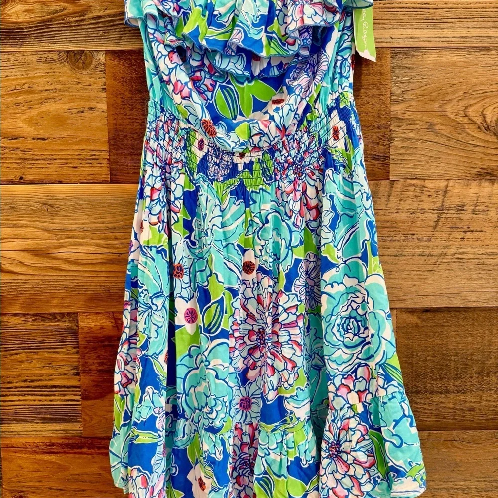 Lily Pulitzer Quincy Strapless Dress - Blue and Green NWT - Picture 5 of 9